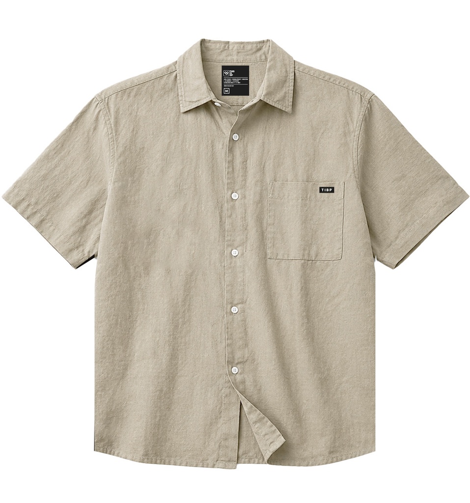 CAMISA MANGA CORTA REGULAR FIT - LINO CRUDO