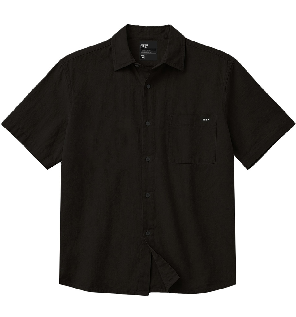 CAMISA MANGA CORTA REGULAR FIT - LINO NEGRO