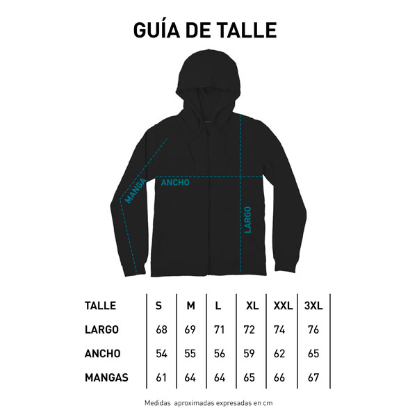 Tabla de talles CAMPERA CANGURO - LETTERS