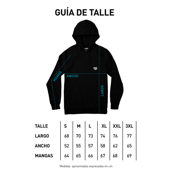 Tabla de talles BUZO CANGURO - SKATEBOARD