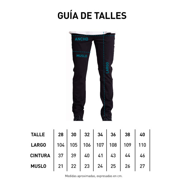 Tabla de talles PANTALÓN JEAN - MINERO