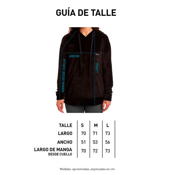 Tabla de talles BUZO CON CAPUCHA MUJER - BLACK UMBRIA