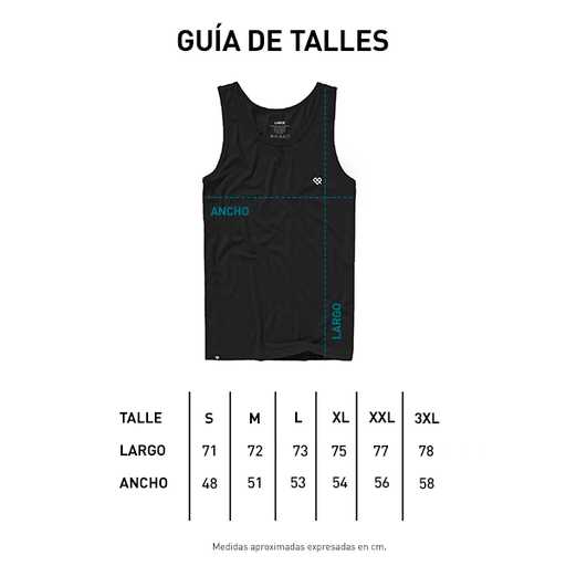 Tabla de talle genérica Musculosa SG SS24