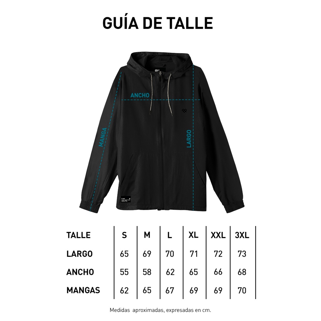 Tabla de talle rompevientos durazno