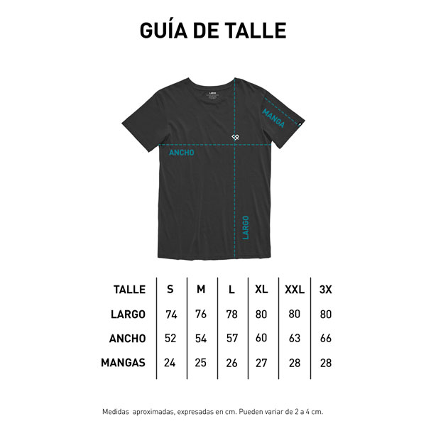 Guia de talle remeras summer 26