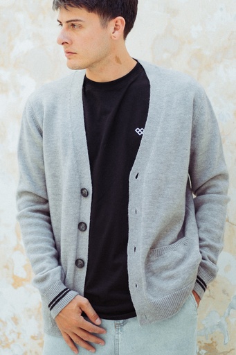 [081215027] SWEATER CARDIGAN - SILVER